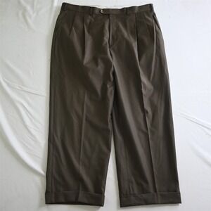 Samuelsohn 38x29 Green Super 110s Wool Pleated Cuffed Full Cut Mens Dress Pants